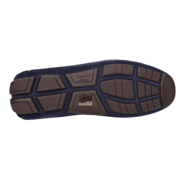 NIB - Authentic Ferragamo Men's Parigi Eco Suede Loafer, Blue Marini - Size 9 - Picture 3 of 16